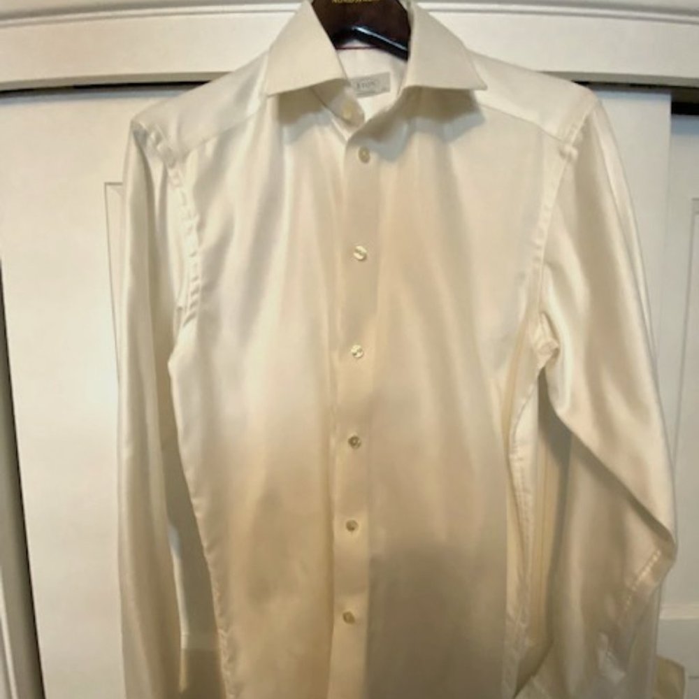 Eton White Textured Twill Shirt with French Cuffs
